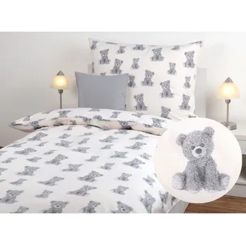 Povlečení JAN peří Luxusní bavlněné povlečení - renforce - šedý medvídek - poslední 2 ks! - Luxusní bavlněné povlečení - renforce - šedý medvídek - souprava povlečení 70x90 + 140x200