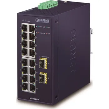 Switch Planet IGS-1820TF Průmyslový Switch 16x1Gb, 2xSFP, dual 12-48VDC/24VAC, -40~+75°C, fanless