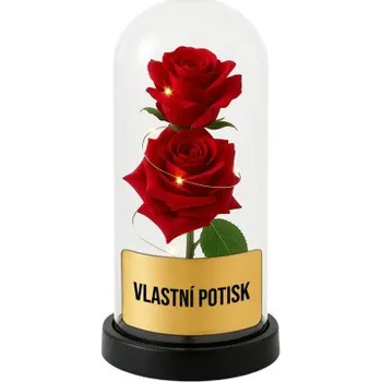 Žertovný předmět Věčná růže pod skleněným poklopem s gravírováním - produkt s vlastním potiskem- Tričkový.cz