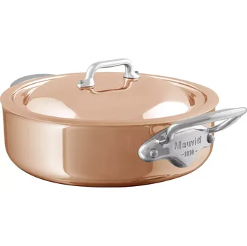 Hrnec Mauviel Nízký měděný kastrol s poklicí, M’6S, Ø 24 cm 53025