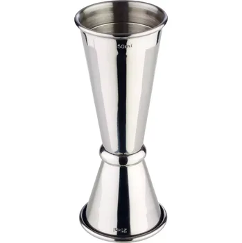 APS Koktejlová dvojitá míra, stříbrná, /-/ 2,5 + 5, výška: 110 mm, průměr: 40 mm