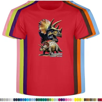 Dětská móda detske-levne-bavlnene-tricko-potisk-triceratops-dino Barva: Red - červená, Dětská bavlněná trička JHK: M