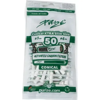 Purize XTRA Slim Size Conical 5-6 mm bílé, sáček 50 ks (Aktivní uhlíkové filtry PURIZE XTRA Slim Size s kónickým tvarem.)