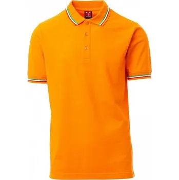 Pánské tričko Payperwear Unisex polokošile Italia s kontrastními proužky na límečku Barva: Oranžová, Velikost: L