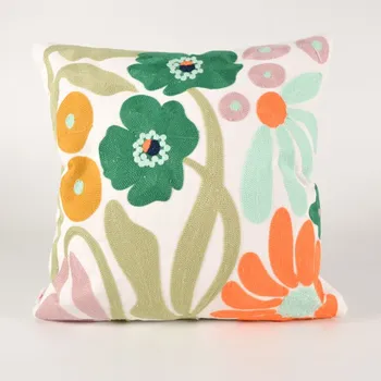 Povlak na polštář s vyšívaným vzorem 45x45 květiny 1