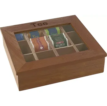 APS Čajová krabička, tmavě hnědá, výška: 90 mm, délka: 310 mm, šířka: 280 mm