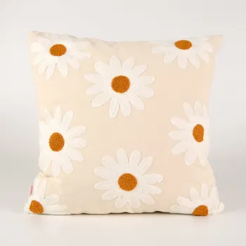 Povlak na polštář s vyšívaným vzorem 45x45 květiny 4