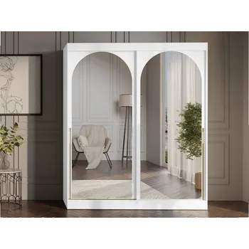 Nábytek Šatní skříň Niwez 180, Barva: bílá / bílá + zlatá MIRJAN 5903211425424