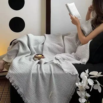 Přehoz na postel 200x230 mušelín šedý