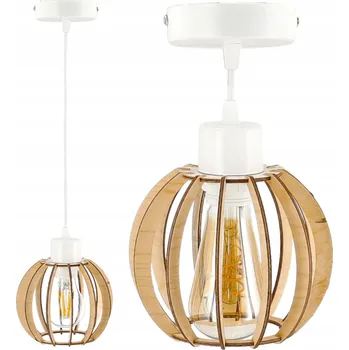 BERGE Bílá dřevěná závěsná stropní lampa PB000/K018