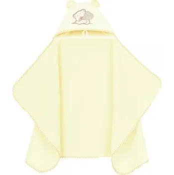 Dívčí kabát Mamo Tato Maxi osuška, pončo s kapucí Medvídek, 70x120cm - smetanová