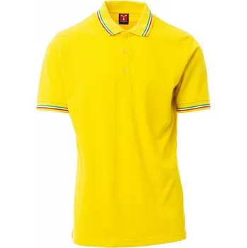 Pánské tričko Payperwear Unisex polokošile Italia s kontrastními proužky na límečku Barva: Žlutá, Velikost: XXL