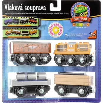 Vláček a vláčkodráha MAXIM DŘEVO Vlaková souprava nákladní vagón 4ks doplněk k vláčkodráze | 33