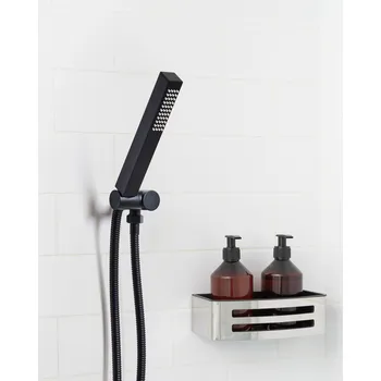 Sprchová hlavice Ruční sprchová hlavice černá kov 1 typ proudu vody ruční sprcha moderní styl koupelna Beliani