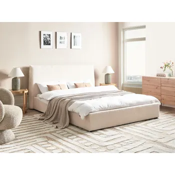 Postel Vodní postel krémově bílá buklé čalounění 160 x 200 cm s čelem minimalistický styl ložnice Beliani