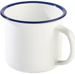 APS Emaille hrnek s uchem, bílý/modrý, objem: 0,35 litru, výška: 80 mm