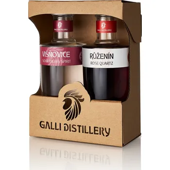 Pálenka GALLI DISTILLERY Dárkové balení VIŠŇOVICE 45% a RŮŽENÍN 30%