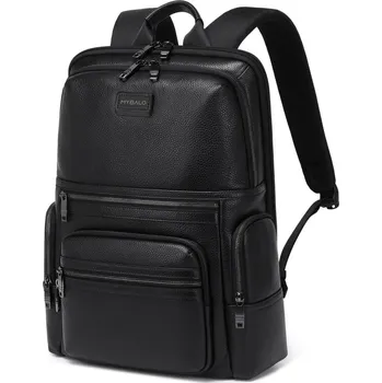 batoh na notebook MYBALO Kožený batoh na notebook Matterhorn 15,6", 24 l, USB + USB-C port, 2 boční kapsy, elegantní, kvalitní, černý, voděodolný, prostorný