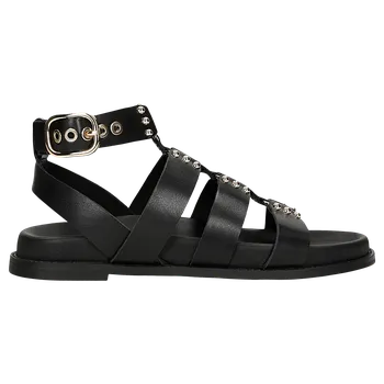 Dámské sandále Černé Kožené Římské Sandály Se Stříbrnými Cvoky Wojas 7624151 41