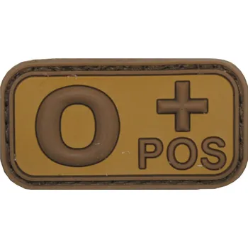 Nášivka MFH Nášivka označení krevní skupiny 0+ positive hnědá 3D PVC MFH® Brown-Khaki