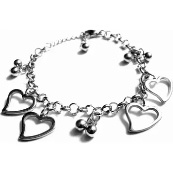 Náramek Steel Jewelry Náramek s přívěsky srdce z chirurgické oceli NR130176 dárkové balaní zdarma