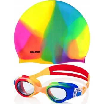 Plavecké brýle Dětské plavecké brýle Aqua-sport SET RAINBOW plavecký set brýle + čepice