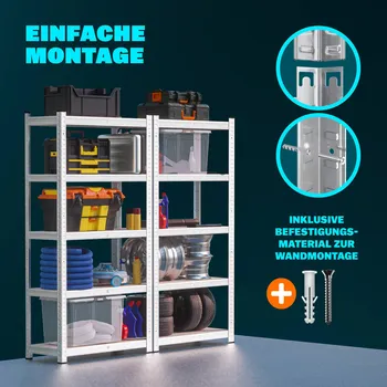 Páječka monzana® Regál 180×90×40 cm – pozinkovaný, 875 kg, 5 polic