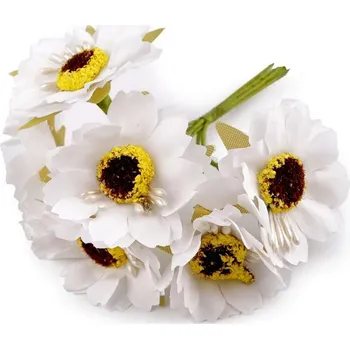 umělá květina Umělý květ na drátku 6 kusů - 1 bílá