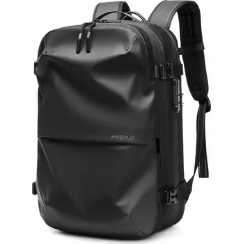 batoh na notebook MYBALO Vacuo AIR kompresní cestovní batoh na notebook do 17,3", vakuová kapsa pro maximální úložný prostor, rozšiřitelný z 22 až na 48 l, bezpečnostní zámek, voděodolný, černá barva
