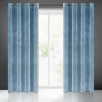 Přehoz na lůžko Hotový závěs RIA modrý - na průchodkách