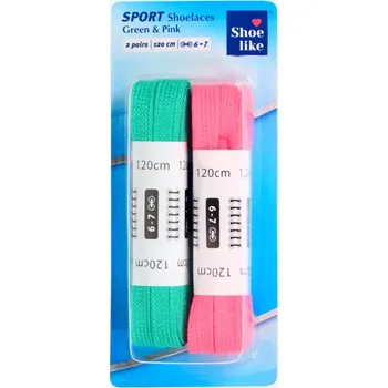 Tkaničky do sportovní obuvi zeleno-růžové 120 cm