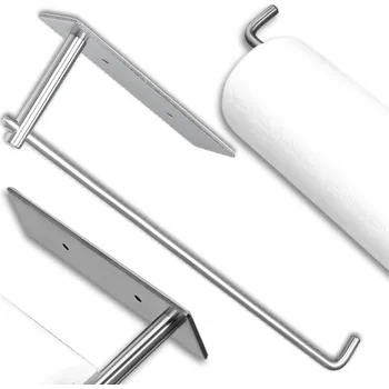 Věšák DRŽÁK VĚŠÁK STŘÍBRNÝ NA PAPÍROVÉ UTĚRKY DO KUCHYNĚ