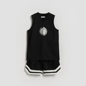 Chlapecké kalhoty Reserved - Sportovní sada s potiskem - černý - WF476-99X - WF476-99X-116