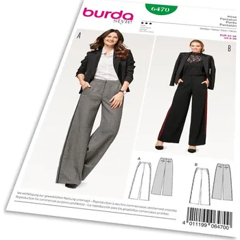 Střih Burda 6470 - Kalhoty se širokými nohavicemi Marlene