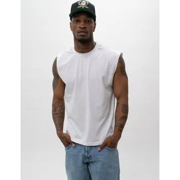 Pánské tílko Nátělník Pánský Bavlněný Bez Rukávů Bílý Hladký L