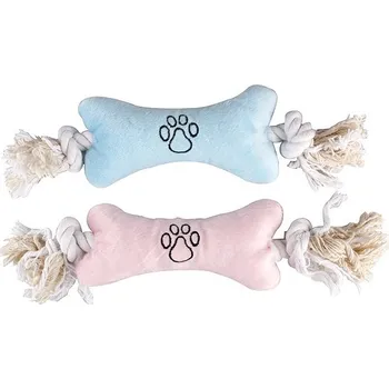 Hračka pro psa Flamingo Wessel Hračka pro štěňata Kost s lanem 40 cm