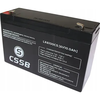 Záložní baterie Bezúdržbový Akumulátor CSSB LX6100CS 6 V 10 Ah