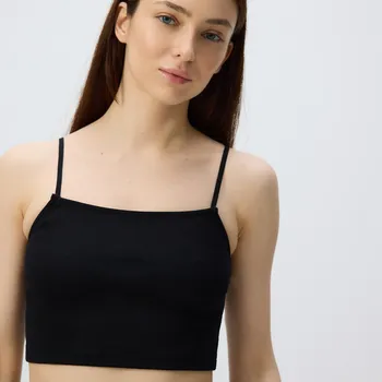 Dámské tričko Reserved - Krátký top na ramínkách - černý - WC380-99X - WC380-99X-L