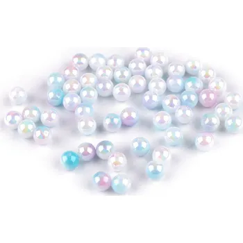 Korálek Plastové korálky s mermaid efektem Ø6 mm Varianta: 5 modrá pomněnková růžová světlá, Balení: 20 g