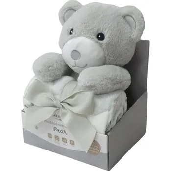 plyšák FREEON Free2Play Plyšová hračka s dekou Teddy Grey/White