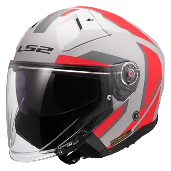 Helma na motorku LS2 OF603 INFINITY II FOCUS GREY RED-06