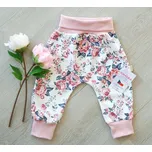 AMÁLKA Bavlněné rostoucí kalhoty, světlé pudrové květy Velikost: 104