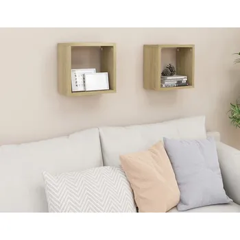 police vidaXL Nástěnné krychlové police 2 ks 26 x 15 x 26 cm [807046] Barva: dub sonoma