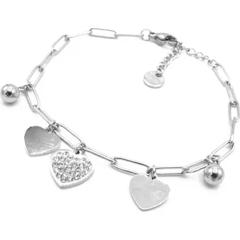 Náramek Steel Jewelry Náramek s přívěsky srdce z chirurgické oceli NR090250 dárkové balaní zdarma