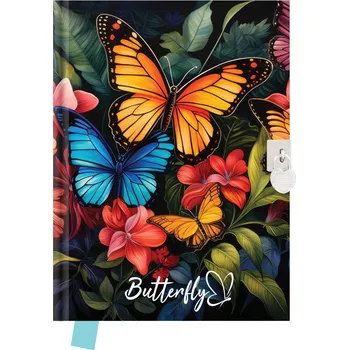 Blok Stil Památník JUNIOR 14x18 cm, 80 listů, se zámkem - Butterfly