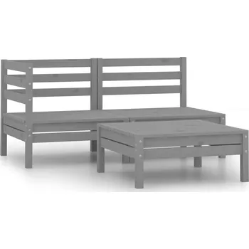 Zahradní sestava 3dílná zahradní sedací souprava masivní borovice šedá