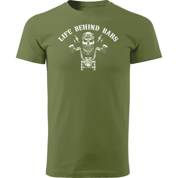 Grooters Tričko pro motorkáře - Life behind bars Barva: Khaki, Velikost: S