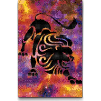 Diamantové malování Diamantové malování - Znamení zvěrokruhu - Lev Velikost: 20x30cm, Rámování: Pouze srolované plátno, Diamanty: Čtvercové