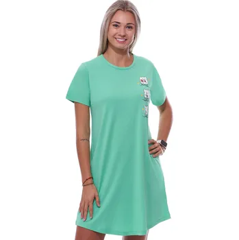 Dámské noční prádlo Zelená noční košilka s krátkými rukávy pro ženy či dívky s kočkami 1C3789 zelená xl