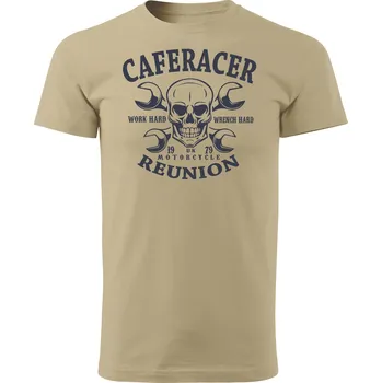 Pánské tričko Grooters Tričko pro motorkáře - Caferacer Barva: Béžová, Velikost: XXL